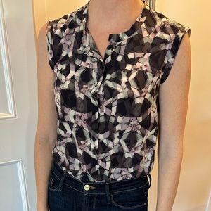 Rebecca Taylor silk sleeveless size 0 abstract print blouse